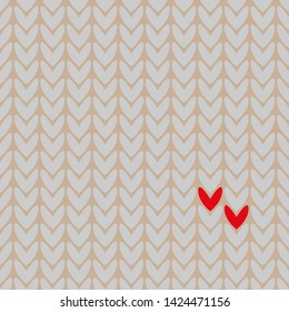 Seamless knitted vector background with hearts