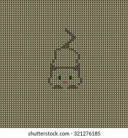 Seamless knitted vector playing cat.