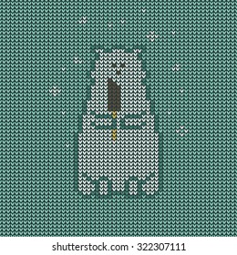 Seamless knitted winter white bear