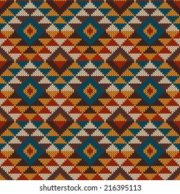 Seamless knitted wool aztec design pattern