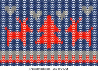 Seamless knitting geometric pattern, Christmas reindeer knitting background for clothing, wallpaper, card, site, fabric, wrapping paper