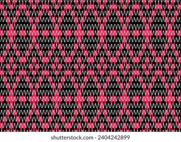 Seamless knitting pattern black red zigzag stripes knit geometric seamless pattern fabric print Classic knitted pattern. Cozy textile print design.