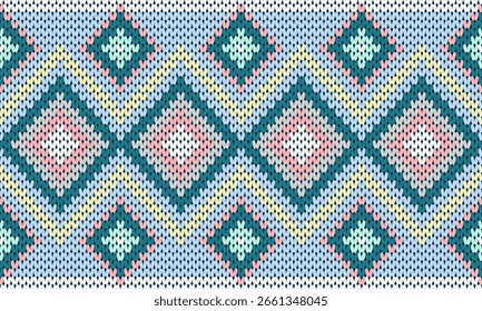 Padrão de tricô sem costura conceito colorido. Costurar bordado sem costura padrão de tricô estilo. Design para a textura da moda, tecido, roupas marroquinas, envoltório, impressão geométrica tricô suéter.