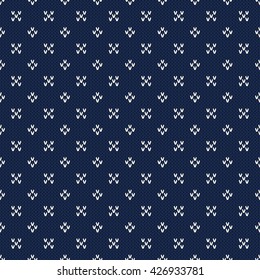 Seamless Knitting Pattern. Fair Isle Style Knitted Sweater Design. Vector Knitted Texture
