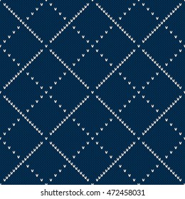Seamless Knitting Pattern. Fair Isle Style Knitted Sweater Design. Vector Knitting Texture