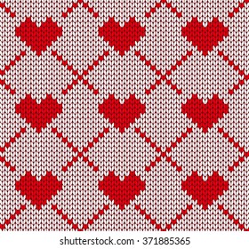 Seamless knitting pattern with hearts