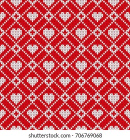 Seamless Knitting Pattern. Norwegian sweater ornaments. Knitted background - Winter Holiday, Christmas 