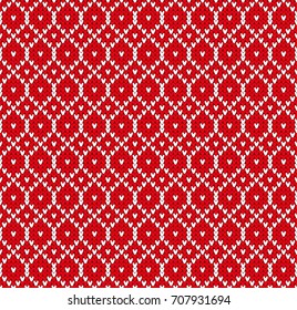 Seamless Knitting Pattern. Norwegian sweater ornaments. Knitted background - Winter Holiday, Christmas 