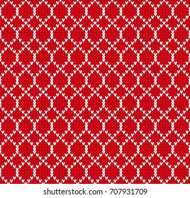 Seamless Knitting Pattern. Norwegian sweater ornaments. Knitted background - Winter Holiday, Christmas 