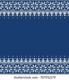 Seamless knitting pattern. Norwegian sweater ornaments.  Winter Holiday, Christmas sweater design. Texture with place for text.