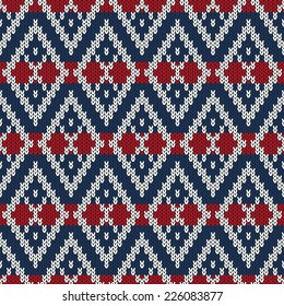 Seamless knitting pattern ornament for winter holiday fabric design
