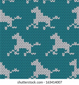 Seamless knitting pattern with running horses 