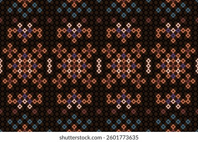 Seamless Knitting Pattern. Vector geometric knitting pattern for t-shirts, bags and other designs. Orange and brown color.