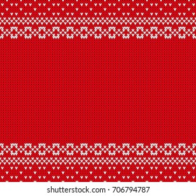 Seamless knitting pattern. Winter Holiday, Christmas sweater design. Texture with place for text.