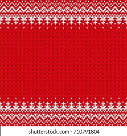 Seamless Knitting Pattern. Winter Holiday, New Year 2018, Christmas Sweater Design. Texture With Place For Text.