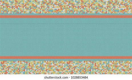 Seamless Knitting Texture. Striped Winter Sweater Holiday Design. Knit Background with Stripes and Empty Space for Text. Vector Illustration.

