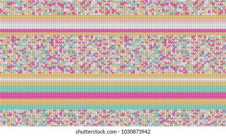 Seamless Knitting Texture. Striped Winter Sweater Holiday Design. Knit Background with Stripes and Empty Space for Text. Vector Illustration.
