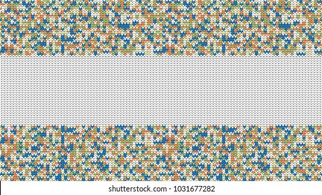 Seamless Knitting Texture. Striped Winter Sweater Holiday Design. Knit Background with Stripes and Empty Space for Text. Vector Illustration.
