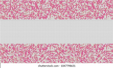 Seamless Knitting Texture. Striped Winter Sweater Holiday Design. Knit Background with Stripes and Empty Space for Text. Vector Illustration.
