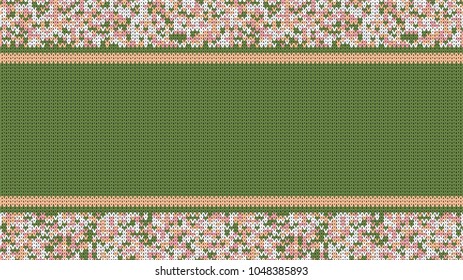 Seamless Knitting Texture. Striped Winter Sweater Holiday Design. Knit Background with Stripes and Empty Space for Text. Vector Illustration.
