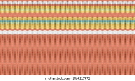 Seamless Knitting Texture. Striped Winter Sweater Holiday Design. Knit Background with Stripes and Empty Space for Text. Vector Illustration.
