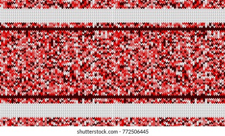 Seamless Knitting Texture. Striped Winter Sweater Holiday Design. Knit Background with Stripes and Empty Space for Text. Vector Illustration.
