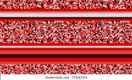 Seamless Knitting Texture. Striped Winter Sweater Holiday Design. Knit Background with Stripes and Empty Space for Text. Vector Illustration.