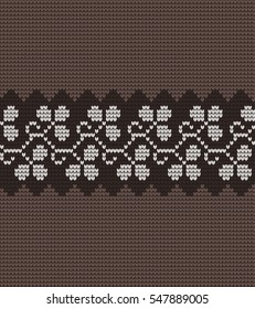 Seamless Knitting VECTOR PATTERN WITH FLOWERS
