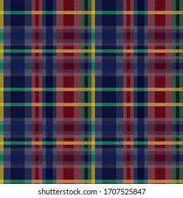 Seamless knitting vector pattern as a tartan plaid in green, blue and red hues