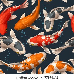 Seamless koi carps