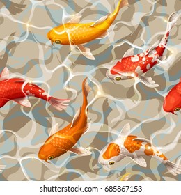 Seamless koi carps