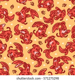 Seamless Koi Fish Vector Pattern