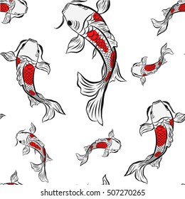 Seamless  Koi Fish,Isolated illustration