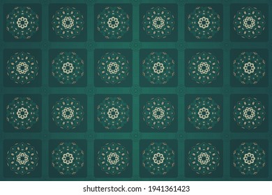Seamless Korea tradition pattern.Flower pattern.Green and gold pattern background abstract vector design.