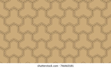 Seamless kraft paper brown and black grunge enhanced japanese trilateral pattern vector