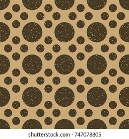 Seamless kraft paper brown and black grunge fancy complex polka dot textile pattern vector