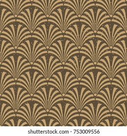 Seamless kraft paper brown and black grunge luxury art deco peacock textile pattern vector