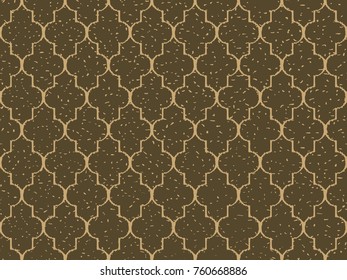 Seamless kraft paper brown and black grunge moroccan ikat islamic pattern vector