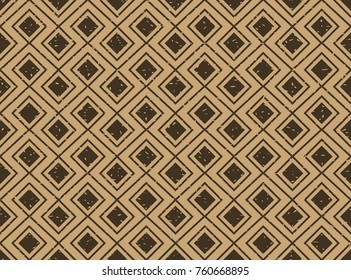 Seamless kraft paper brown and black grunge Nordic ornamental pattern vector