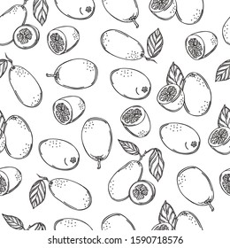 Seamless kumquat graphic vector pattern