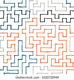 Seamless Labyrinth. Colorful Geometric Pattern. Technical Background for Textile, Page Filling, Book or Disk Cover