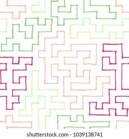 Seamless Labyrinth. Colorful Geometric Pattern. Technical Background for Textile, Page Filling, Book or Disk Cover