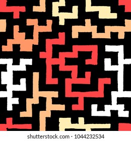 Seamless Labyrinth. Colorful Geometric Pattern. Technical Background for Textile, Page Filling, Book or Disk Cover