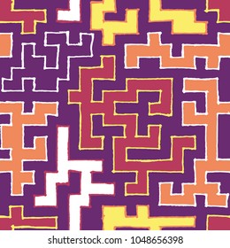 Seamless Labyrinth. Colorful Geometric Pattern. Technical Background for Textile, Page Filling, Book or Disk Cover