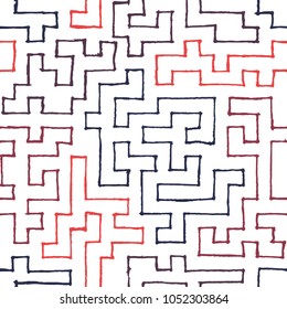 Seamless Labyrinth. Colorful Geometric Pattern. Technical Background for Textile, Page Filling, Book or Disk Cover