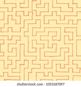 Seamless Labyrinth. Colorful Geometric Pattern. Technical Background for Textile, Page Filling, Book or Disk Cover