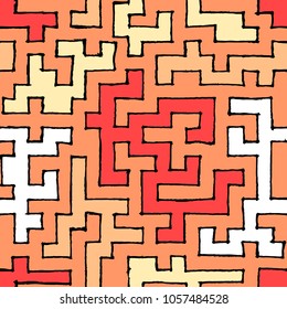 Seamless Labyrinth. Colorful Geometric Pattern. Technical Background for Textile, Page Filling, Book or Disk Cover
