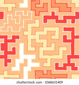 Seamless Labyrinth. Colorful Geometric Pattern. Technical Background for Textile, Page Filling, Book or Disk Cover