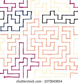 Seamless Labyrinth. Colorful Geometric Pattern. Technical Background for Textile, Page Filling, Book or Disk Cover