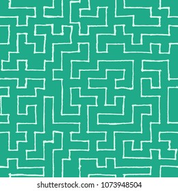 Seamless Labyrinth. Colorful Geometric Pattern. Technical Background for Textile, Page Filling, Book or Disk Cover